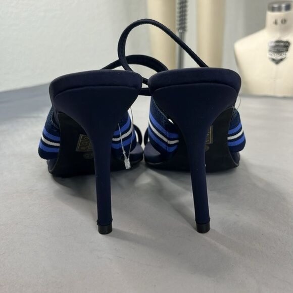Jeffrey Campbell Striped Goalie Toe Strap Pointy Toe High Heel Sandals - Picture 4 of 8